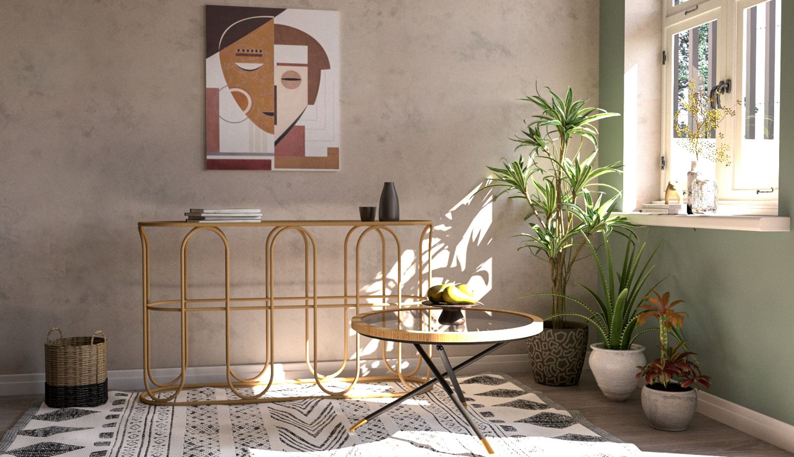 CONSOLE SAMUI CM 110X32X77 stile BOHO CHIC - immagine 10