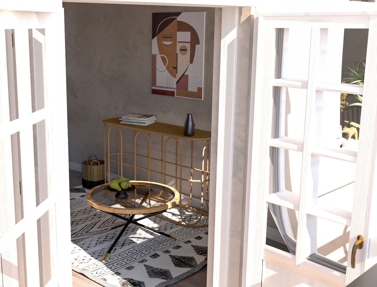 CONSOLE SAMUI CM 110X32X77 stile BOHO CHIC - immagine 12