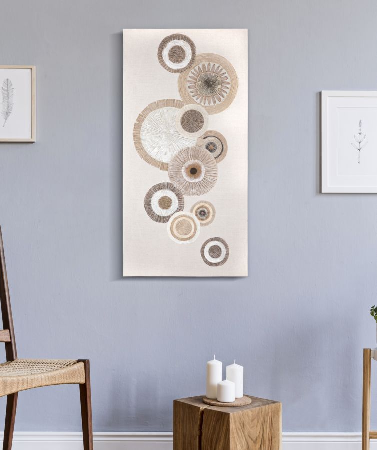 DIPINTO SU TELA CIRCLY C/INSERTI -A- CM 50X3,2X100 stile BOHO CHICH - immagine 6