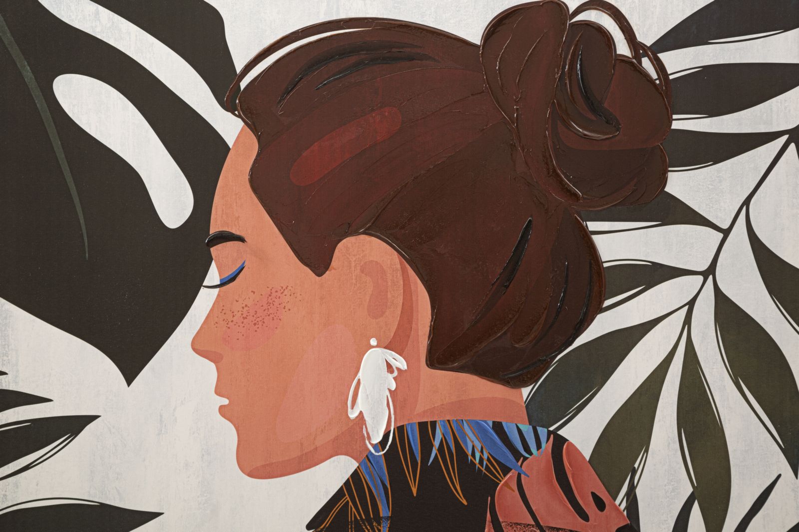 STAMPA DIPINTO LADY JUNGLE -B- 80X2,8x120 stile BOHO CHIC - immagine 3