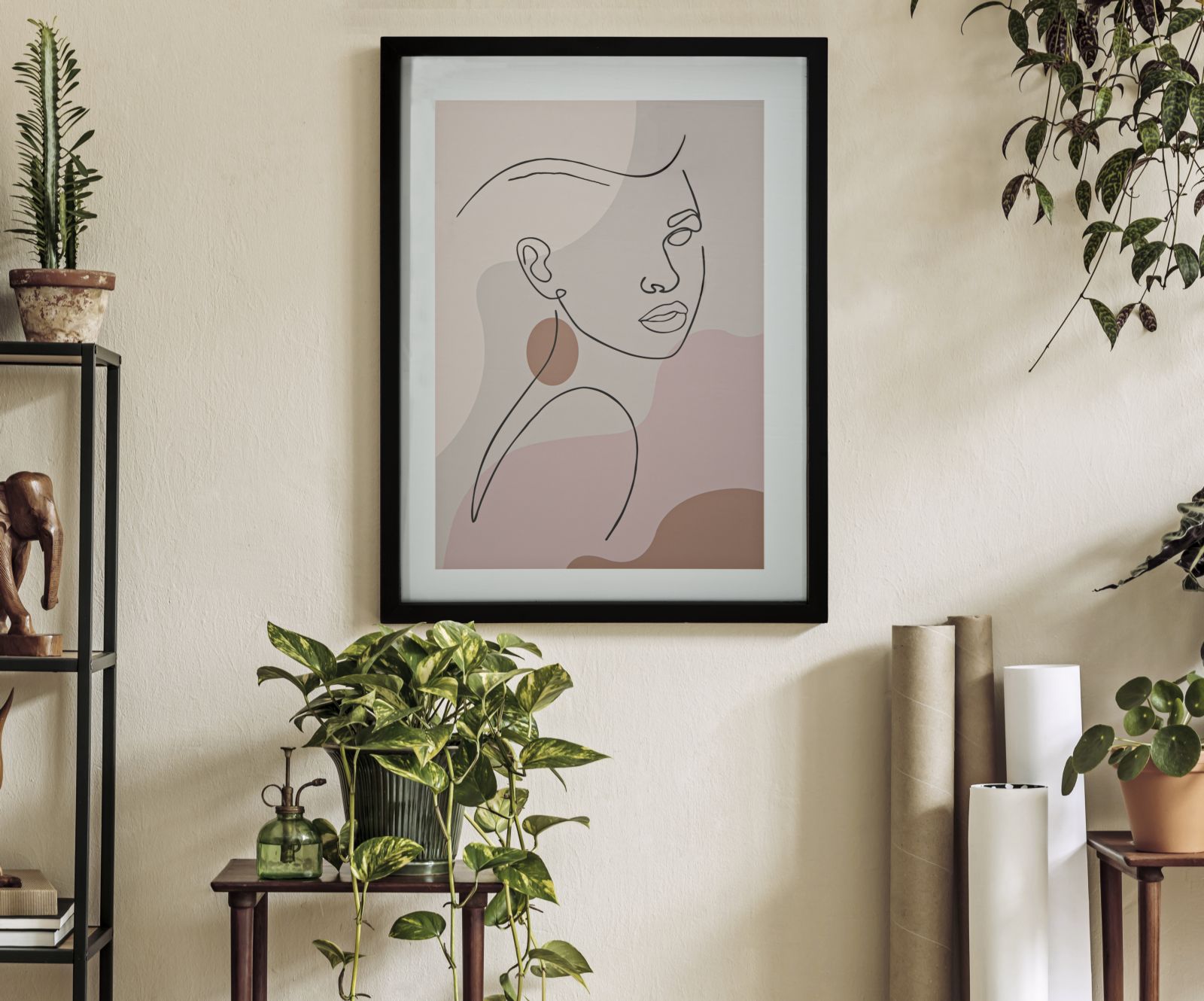 STAMPA C/CORNICE FACE -C- CM 35X2X47 stile BOHO CHIC - immagine 6