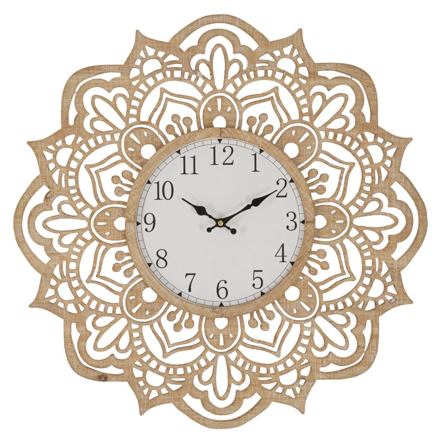 OROLOGIO DA MURO CARVING CM Ø 60X4,5 stile BOHO CHIC - immagine 2