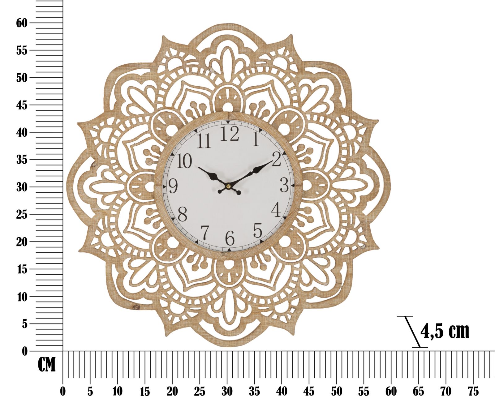 OROLOGIO DA MURO CARVING CM Ø 60X4,5 stile BOHO CHIC - immagine 7