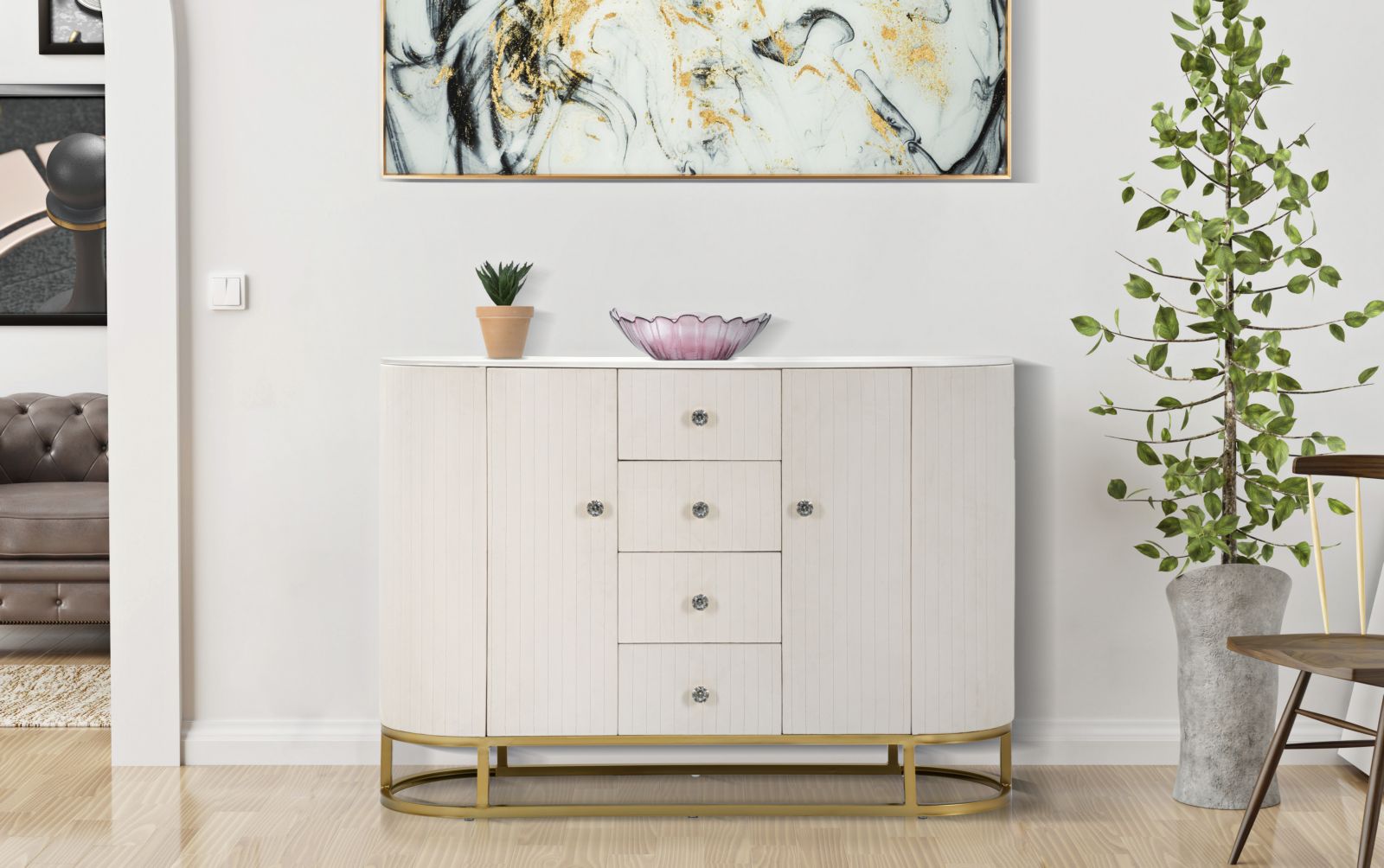 MOBILE MONTPELLIER CREMA CM 120X40X85 stile GLAM - immagine 9