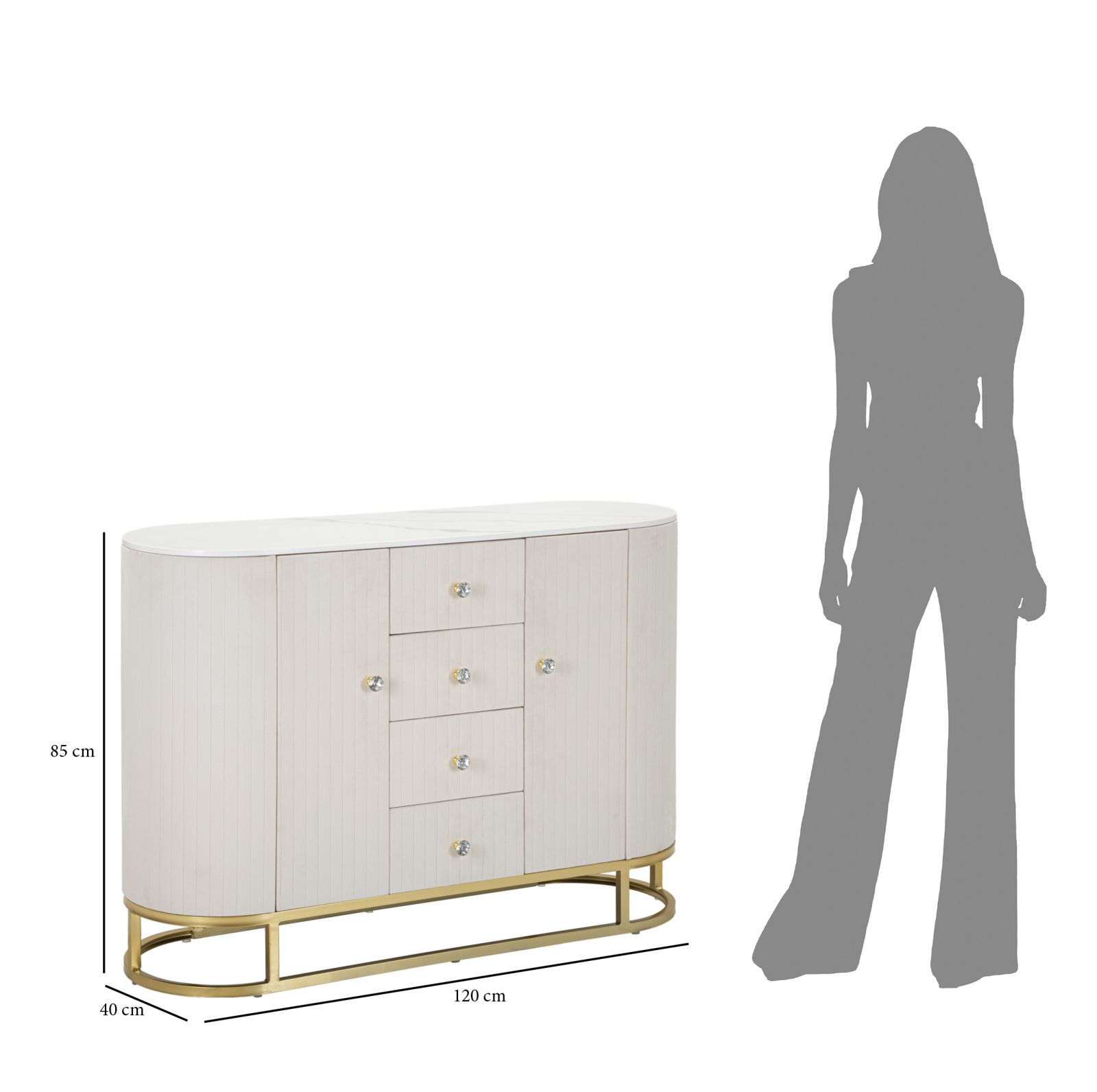 MOBILE MONTPELLIER CREMA CM 120X40X85 stile GLAM - immagine 10