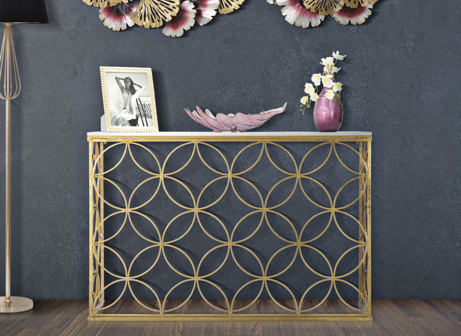 CONSOLE STAR MARBLE CM 120X40X80 stile GLAM - immagine 8