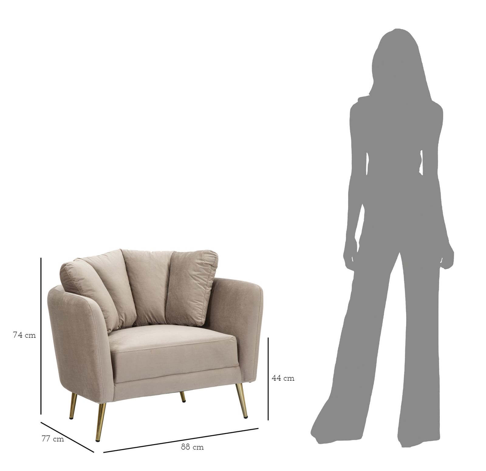POLTRONA KIEV GRIGIA CM 88X77X74 stile GLAM - immagine 10