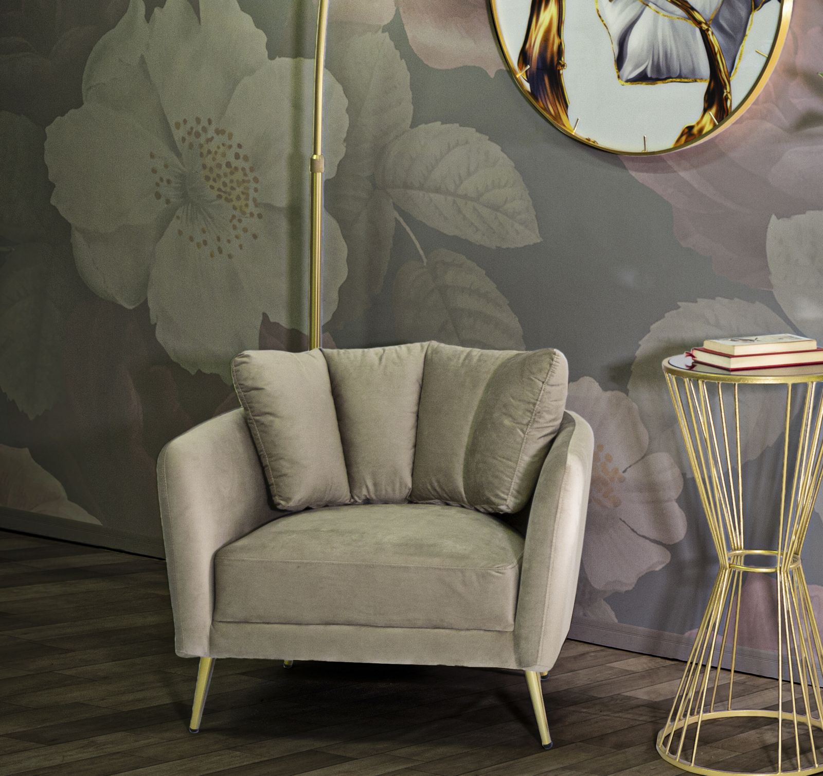 POLTRONA KIEV GRIGIA CM 88X77X74 stile GLAM - immagine 9