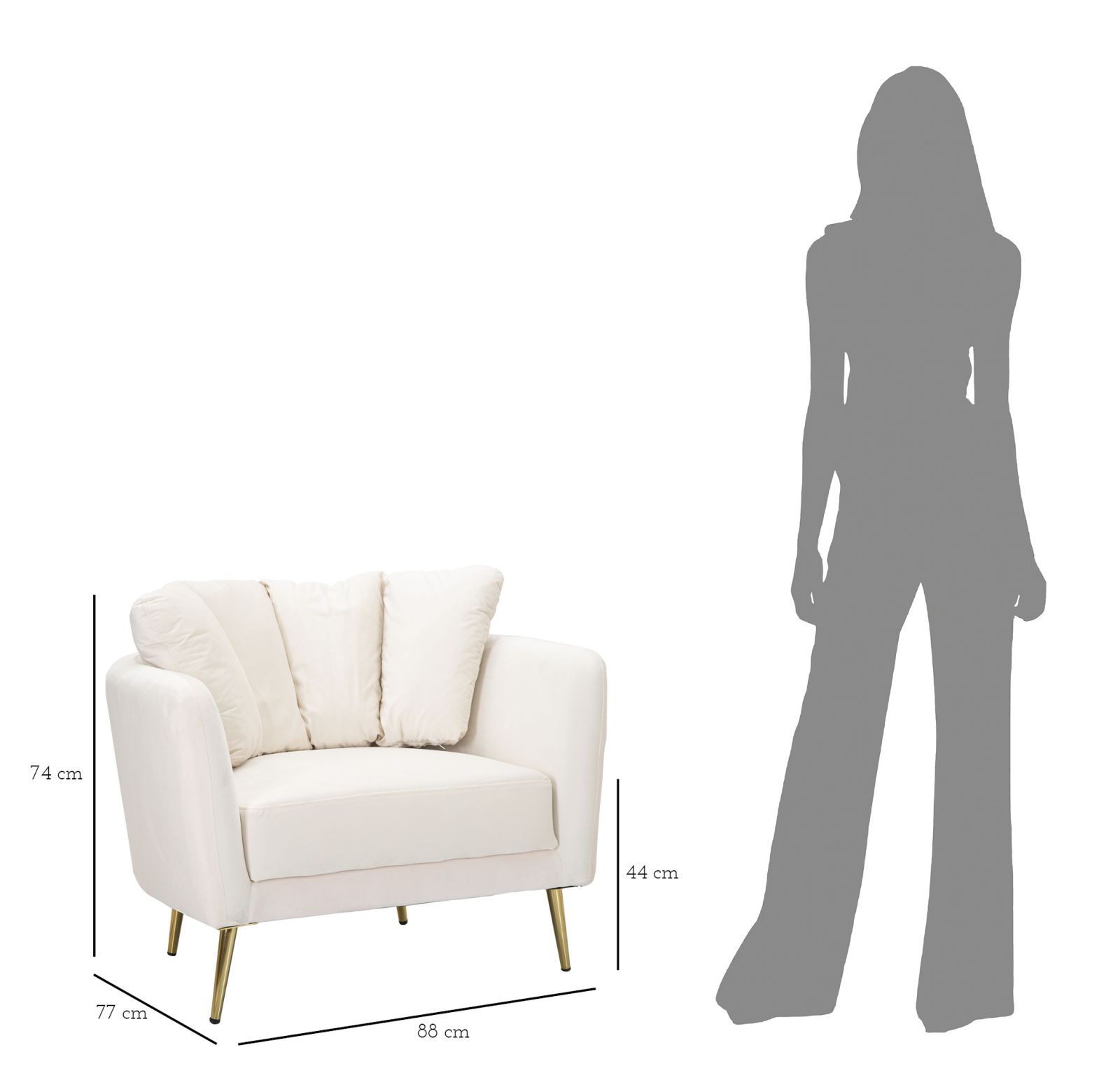 POLTRONA KIEV CREMA CM 88X77X74 stile GLAM - immagine 9