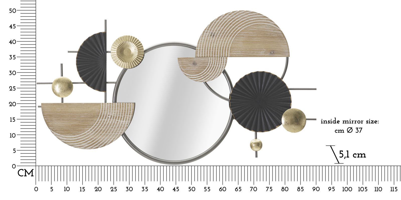 SPECCHIO DA MURO ABSTRACT CM 90,2X5,1X50,2 stile BOHO CHICH - immagine 7