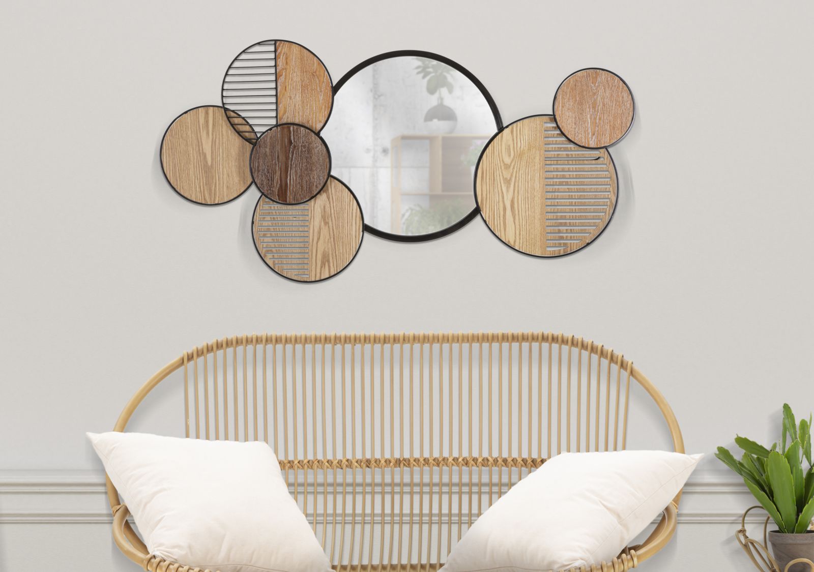 SPECCHIO DA MURO WOODY CM 123,2X4,4X63,5 stile BOHO CHICH - immagine 6