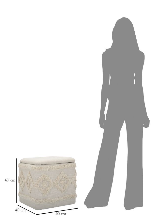 PUFF CONTENITORE DAMASCO QUADRATO CM 40X40X40 stile BOHO CHICH - immagine 9