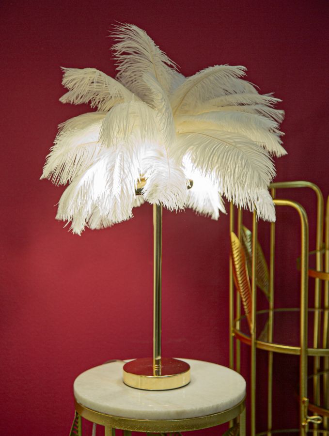 LAMPADA DA TAVOLO PALM BIANCA CM Ø 40X55 stile GLAM - immagine 6