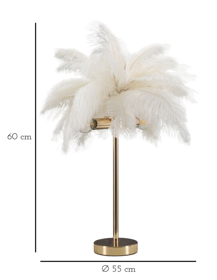 LAMPADA DA TAVOLO PALM BIANCA CM Ø 40X55 stile GLAM - immagine 7
