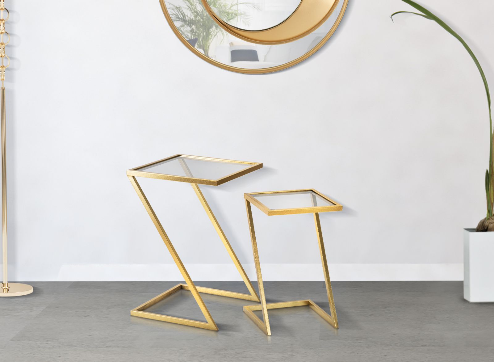 TAVOLINETTI Z COPPIA CM 40X40X60-30X30X50 stile GLAM - immagine 9