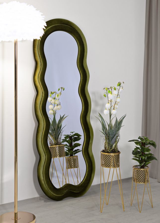SPECCHIO DA MURO MIKI VELLUTO VERDE CM 60X4X160 stile GLAM - immagine 6