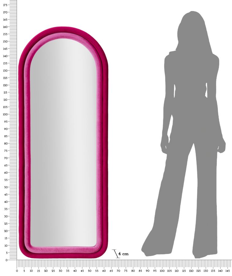 SPECCHIO DA MURO CLOE VELLUTO FUXIA CM 60X4X160 stile GLAM - immagine 7