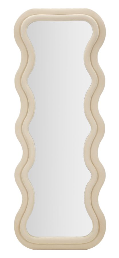 SPECCHIO DA MURO EMILY VELLUTO CREMA CM 60X6X160 stile GLAM - immagine 2