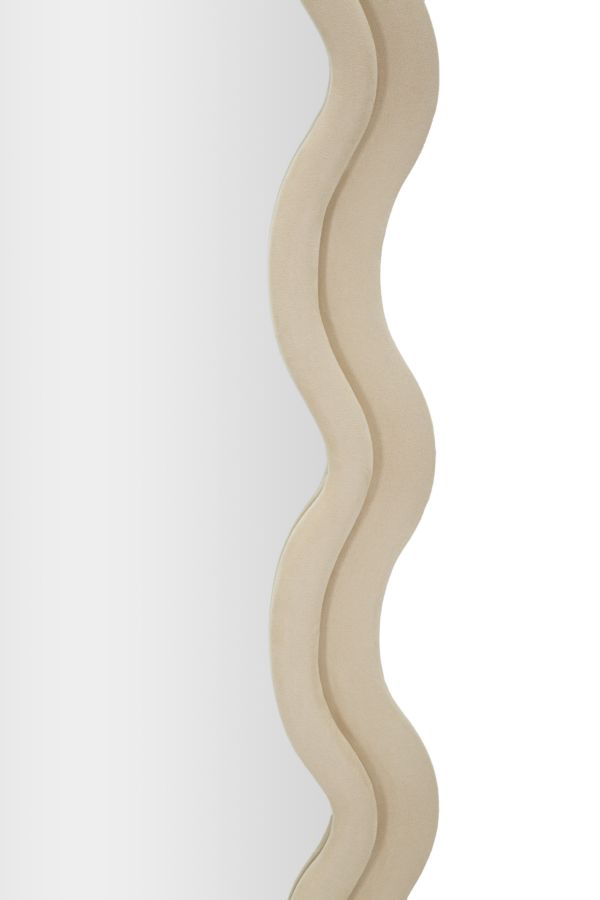 SPECCHIO DA MURO EMILY VELLUTO CREMA CM 60X6X160 stile GLAM - immagine 4