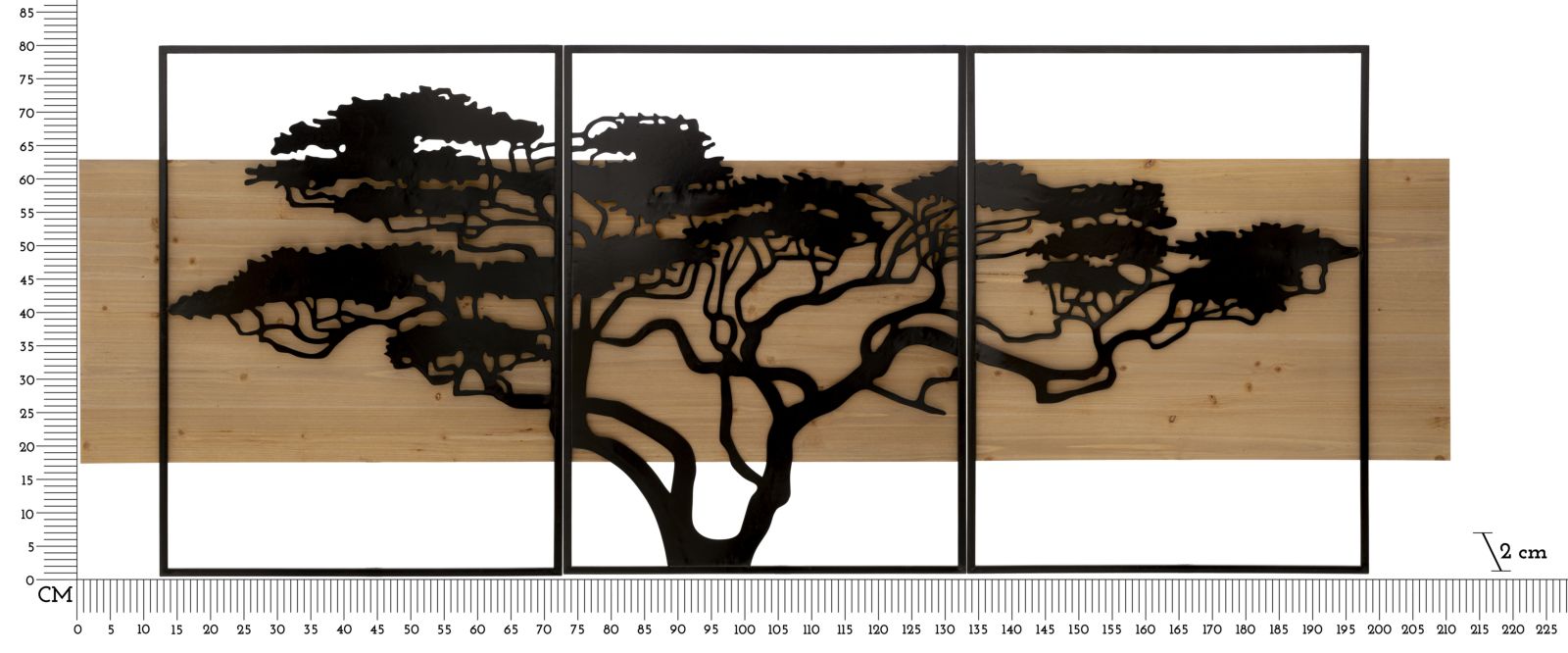 PANNELLO DA MURO LAGOS FERRO E WOOD SET 3PZ CM 204X2X80 (72X2X80-60X2X80) stile MODERN - immagine 7