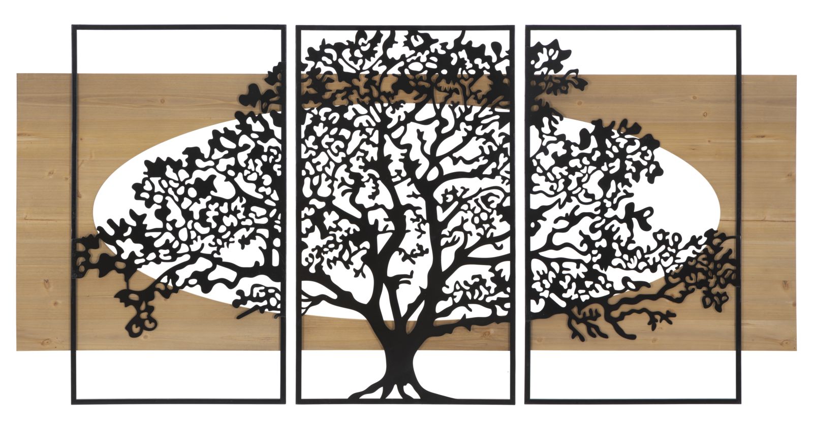 PANNELLO DA MURO TREE FERRO E WOOD SET 3PZ CM 176X2X90 (63X2X90-50X2X90) stile MODERN - immagine 2