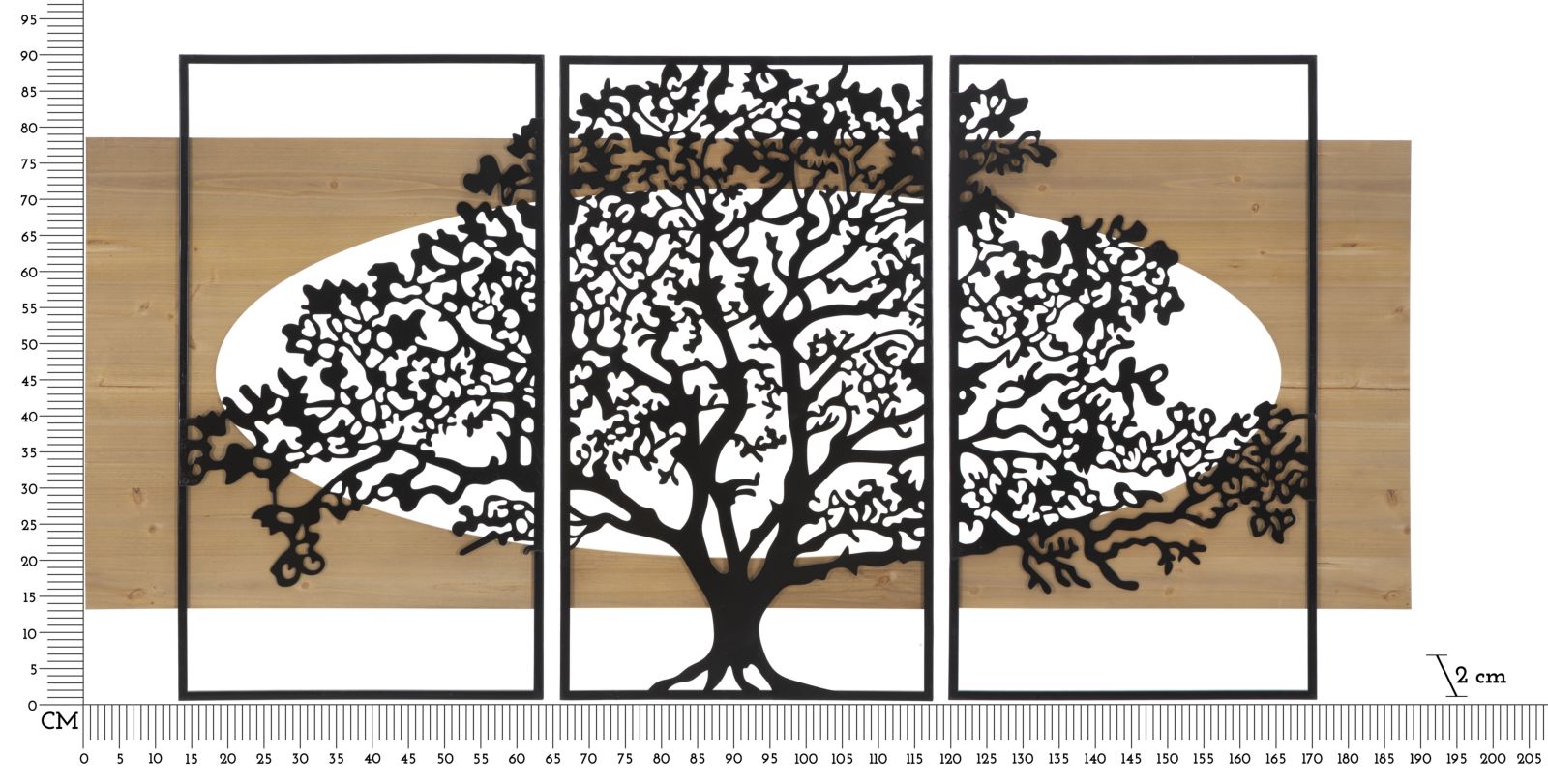 PANNELLO DA MURO TREE FERRO E WOOD SET 3PZ CM 176X2X90 (63X2X90-50X2X90) stile MODERN - immagine 7