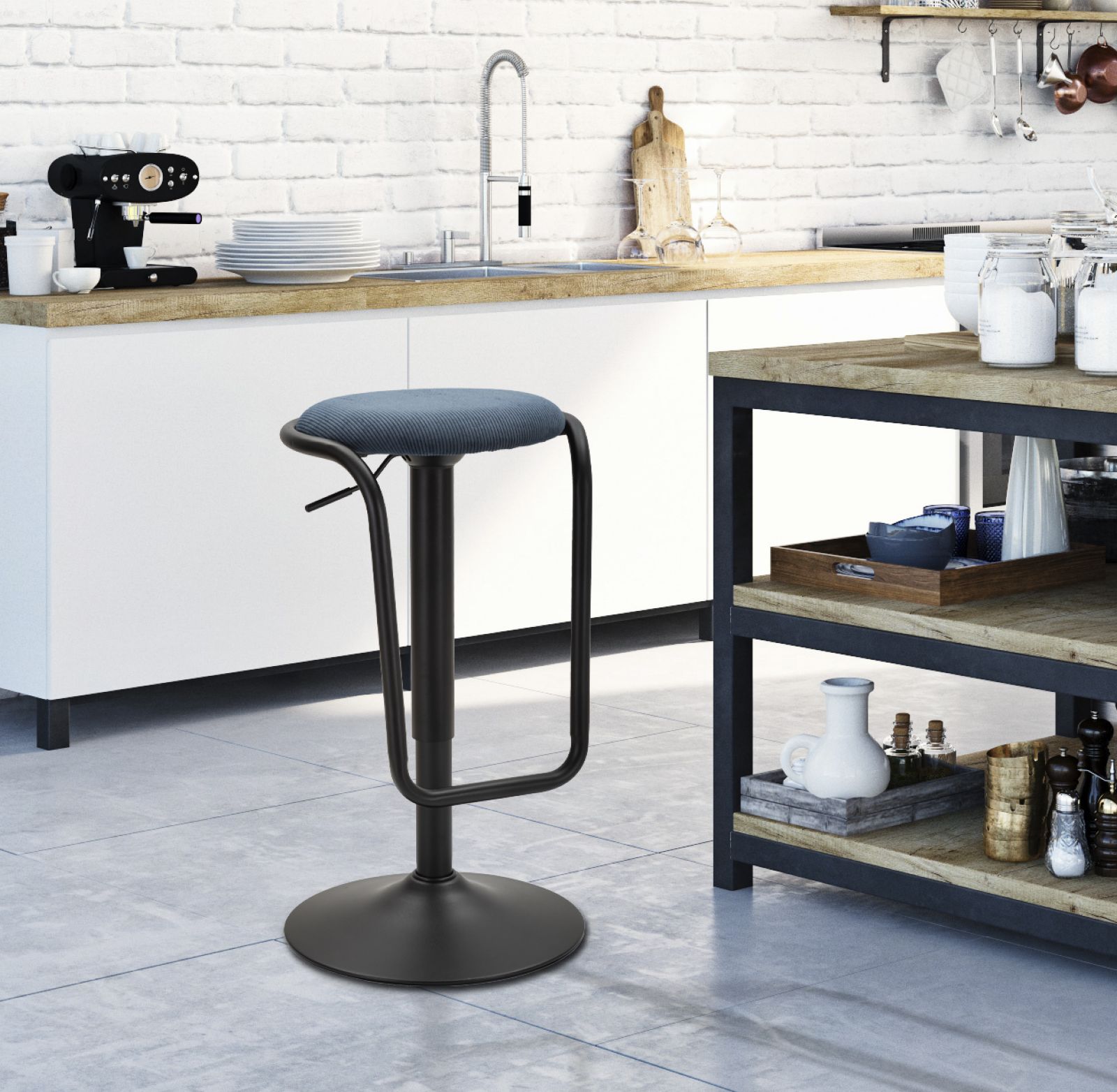 SGABELLO BAR DESTINY NAVY CM Ø 41X61-83 stile MODERN - immagine 8