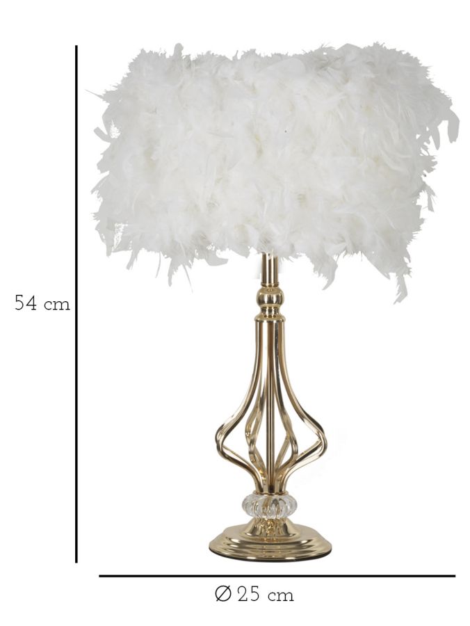 LAMPADA DA TAVOLO TARTY BIANCA CM Ø 25X54 stile GLAM - immagine 7