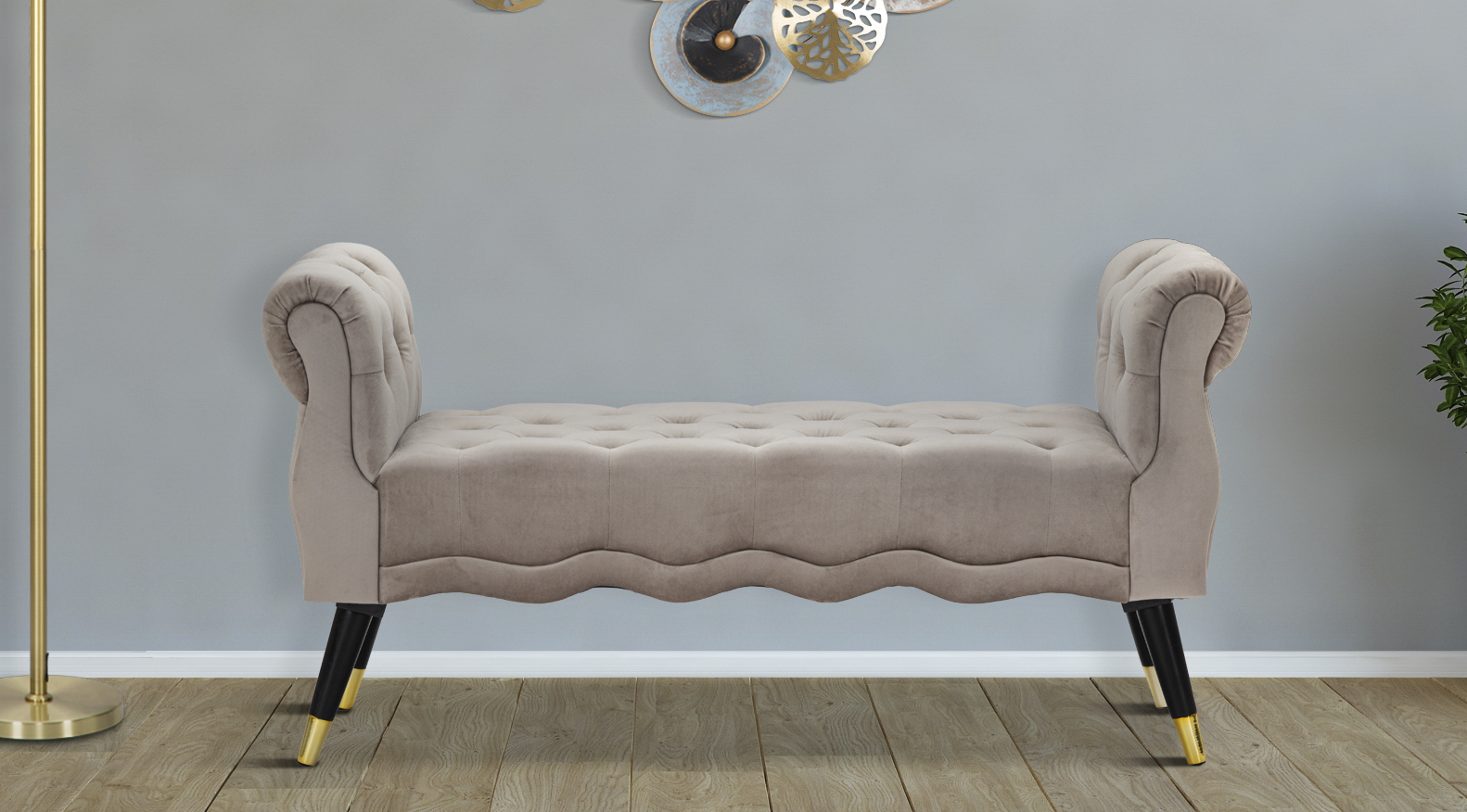 PANCHETTA PARIS GRIGIA/GOLD CM 120X40X60 stile GLAM - immagine 9