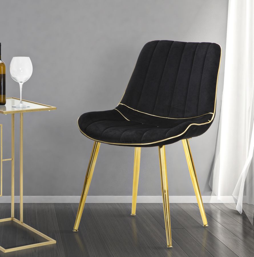 SEDIA PARIS NERA/GOLD SET 2 PZ CM 51X59X79 stile GLAM - immagine 10