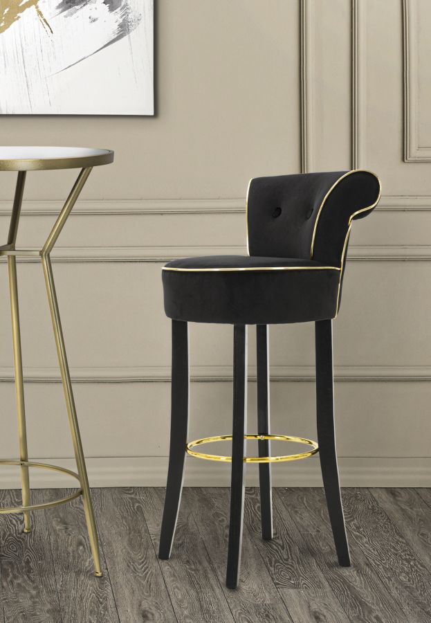 SGABELLO BAR LUXY NERO CM 46X48X96 stile GLAM - immagine 10