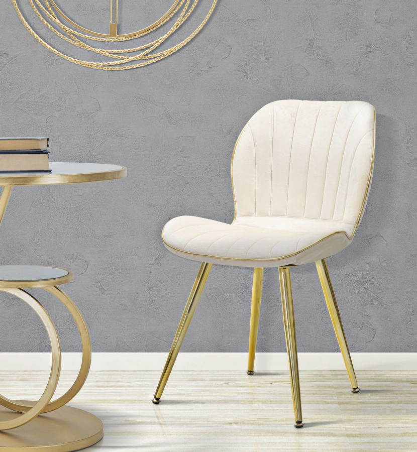 SEDIA PARIS SPACE CREMA /GOLD SET 2 PZ CM 46X58X77 stile GLAM - immagine 9