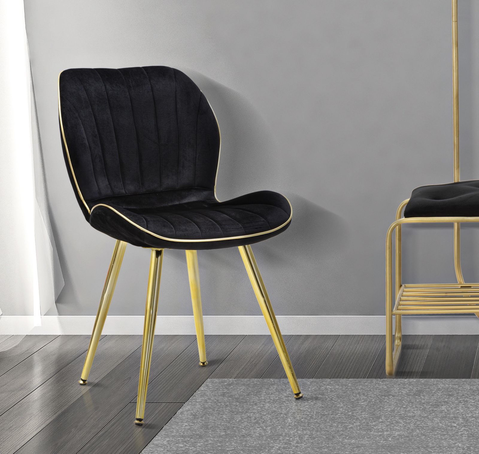 SEDIA PARIS SPACE NERA /GOLD SET 2 PZ CM 46X58X77 stile GLAM - immagine 9