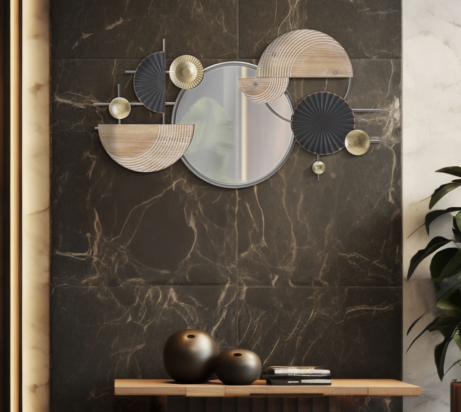 SPECCHIO DA MURO ABSTRACT CM 90,2X5,1X50,2 stile BOHO CHICH - immagine 6
