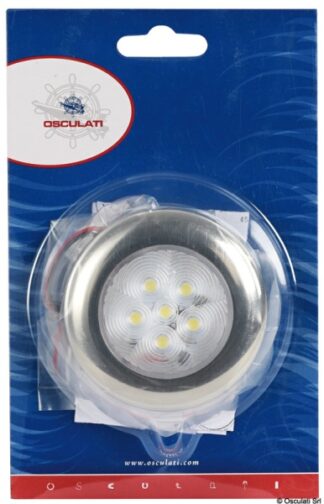 Osculati 13.179.53 Luce Di Cortesia Rotonda Ghiera Inox 6 Led Blu faretti e plafoniere in metallo