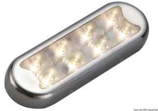 Osculati 13.525.01 Plafoniera Bimini Inox Compatta A 8 Led  Fondo Piatto, Senza Interruttore illuminazione tavoli e pozzetto