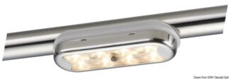Osculati 13.525.04 Plafoniera Bimini Inox Compatta A 8 Led Fondo Curvo, Con Interruttore illuminazione tavoli e pozzetto