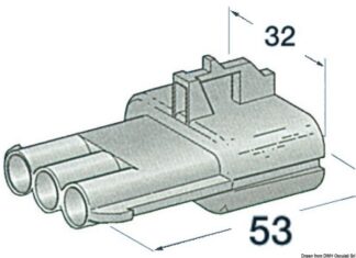 Osculati 14.235.60 Connettore Stagno Maschio 3 Poli connettori stagni per cavi fino a 12 mmsup2sup