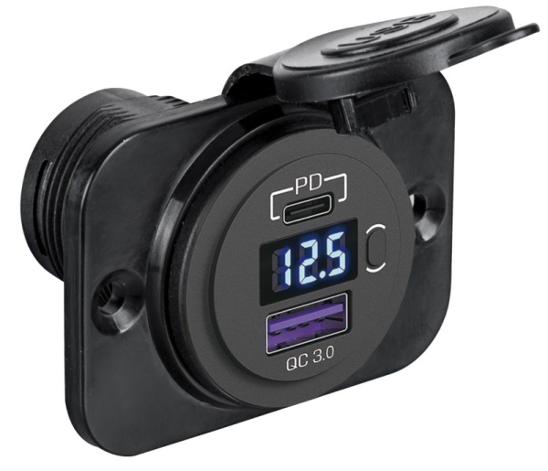 Osculati 14.516.30 Presa Di Corrente Con Doppia Usb + Voltmetro presa di corrente a doppio usb voltometro