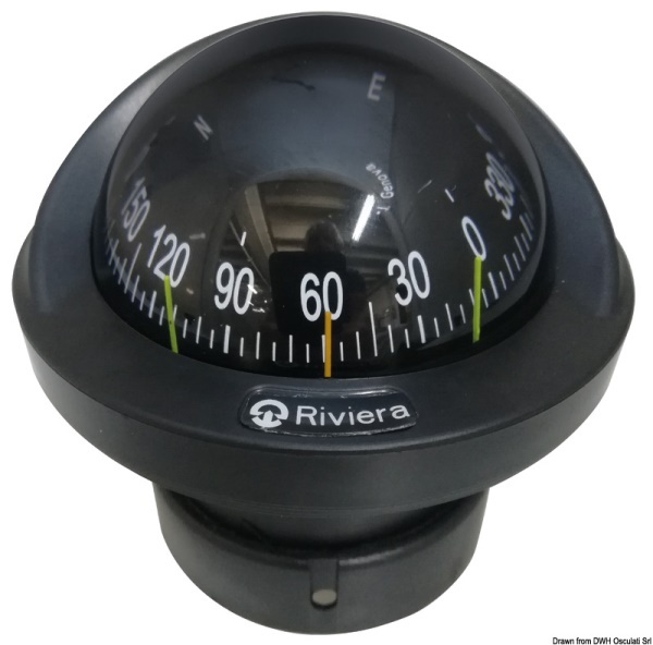 Osculati 25.005.31 Bussola Riviera Ba1-2022 Nera, Rosa Nera Frontale bussole ad incasso riviera artica slim da 2 34