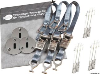 Osculati 22.505.10 Kit Composto Da 3 Padaye Tipo Flush + 3 Cinghie Grigie 25 Mm cinghie di fissaggio con cricchetto e aggancio