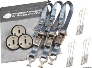 Osculati 22.505.11 Kit Composto Da 3 Padaye Tipo Low Profile + 3 Cinghie Grigie 25 Mm cinghie di fissaggio con cricchetto e aggancio