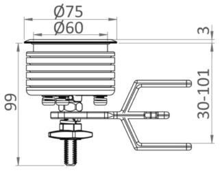 Osculati 38.161.44 Kit 4 Alzapagliolo Eclipse Mk2 75 Mm chiusure a tavella lift and turn