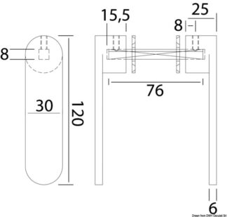 Osculati 38.348.41 Maniglietta Nauta R Inox 8 Mm maniglie per porte con quadro universale