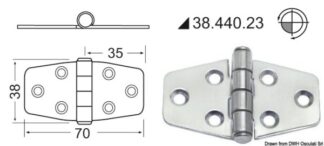 Osculati 38.440.23 Cerniera Standard 70X38 Mm cerniere spessore 2 mm