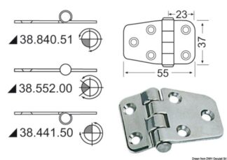 Osculati 38.441.50 Cerniera Nodo Rovesciato 55X37 Mm cerniere spessore 2 mm