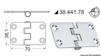 Osculati 38.441.78 Cerniera Inox Rovesciata 70X38,1 Mm cerniere spessore 2 mm