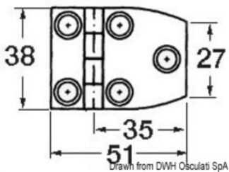 Osculati 38.821.05 Cerniera Inox Cieca Trapezoidale 51X38 Mm cerniere spessore 17 mm