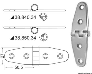 Osculati 38.850.34 Cerniera Inox Rovesciata cerniere spessore 2 mm