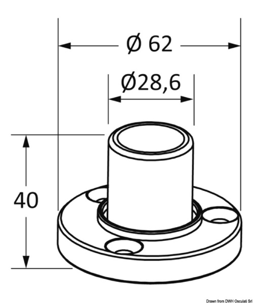 Osculati 48.180.02 Basetta T-Top Tubo 32 Mm roll bar e t top
